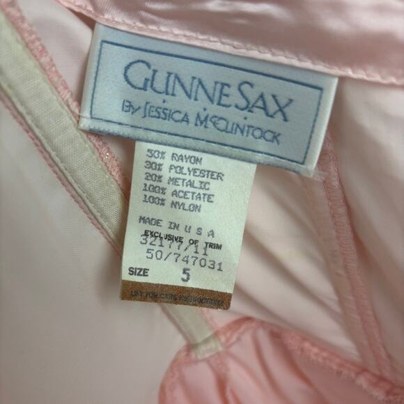 Vintage Gunne Sax x Jessica McClintock Pink Tulle Corset Prom Dress- Juniors 5 - Picture 10 of 11